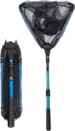 0.9/1.8/2.1/2.5/3.0 M Collapsible Fish Landing Net with Anti-Slip Telescoping Pole Rubber Handle for Kids Adults Saltwater Freshwater