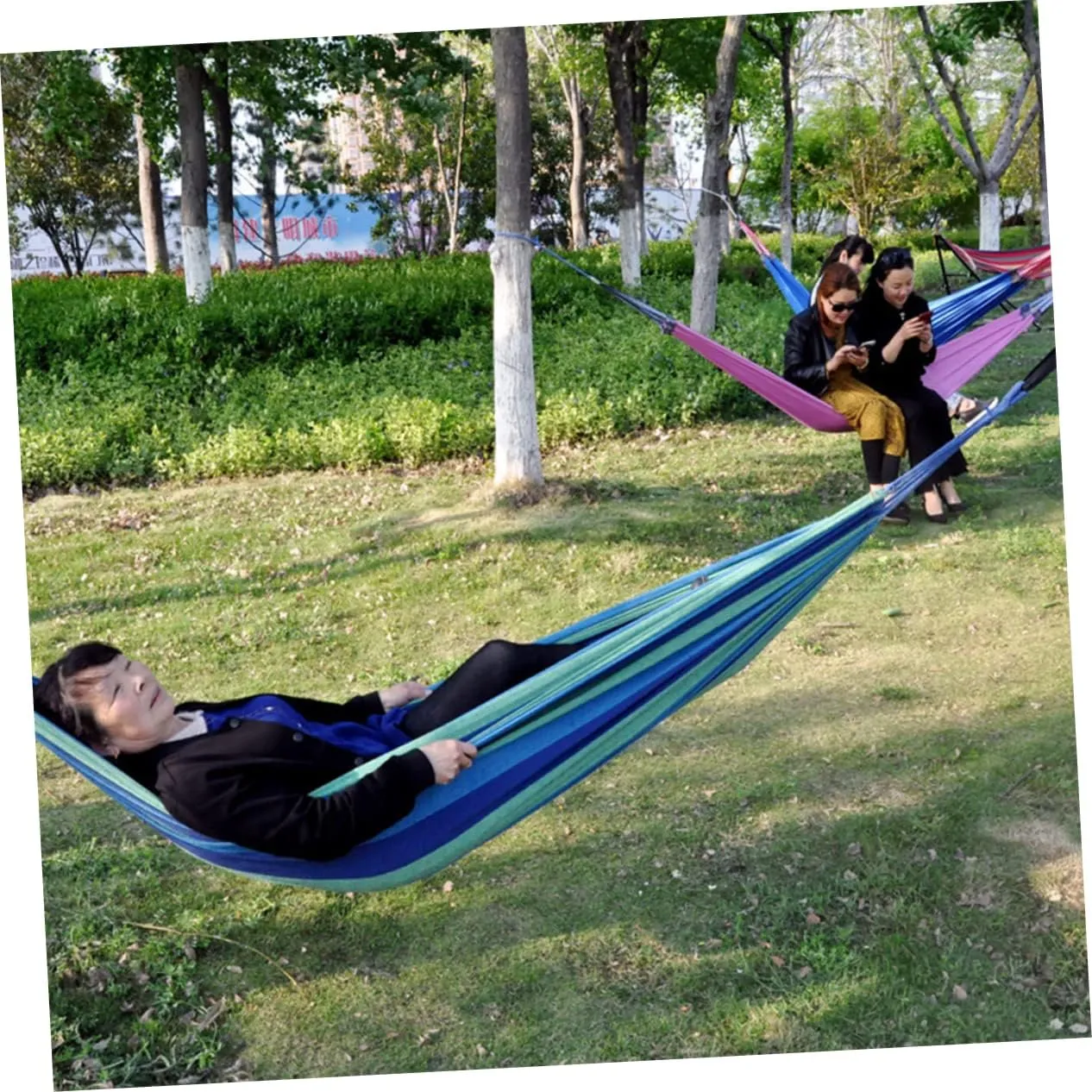 1 Set Canvas Hammock Patio Hammock Outdoor Hammock Double Hammock Hammack Outdoor Hammock Indoor Hammock Tent Hammock for Camping Hammock for Outside Portable The Swing Travel (Blue 260X150CM)