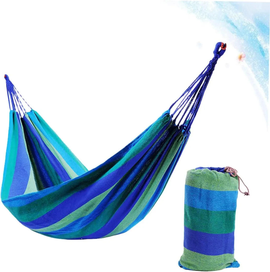 1 Set Canvas Hammock Patio Hammock Outdoor Hammock Double Hammock Hammack Outdoor Hammock Indoor Hammock Tent Hammock for Camping Hammock for Outside Portable The Swing Travel (Blue 260X150CM)