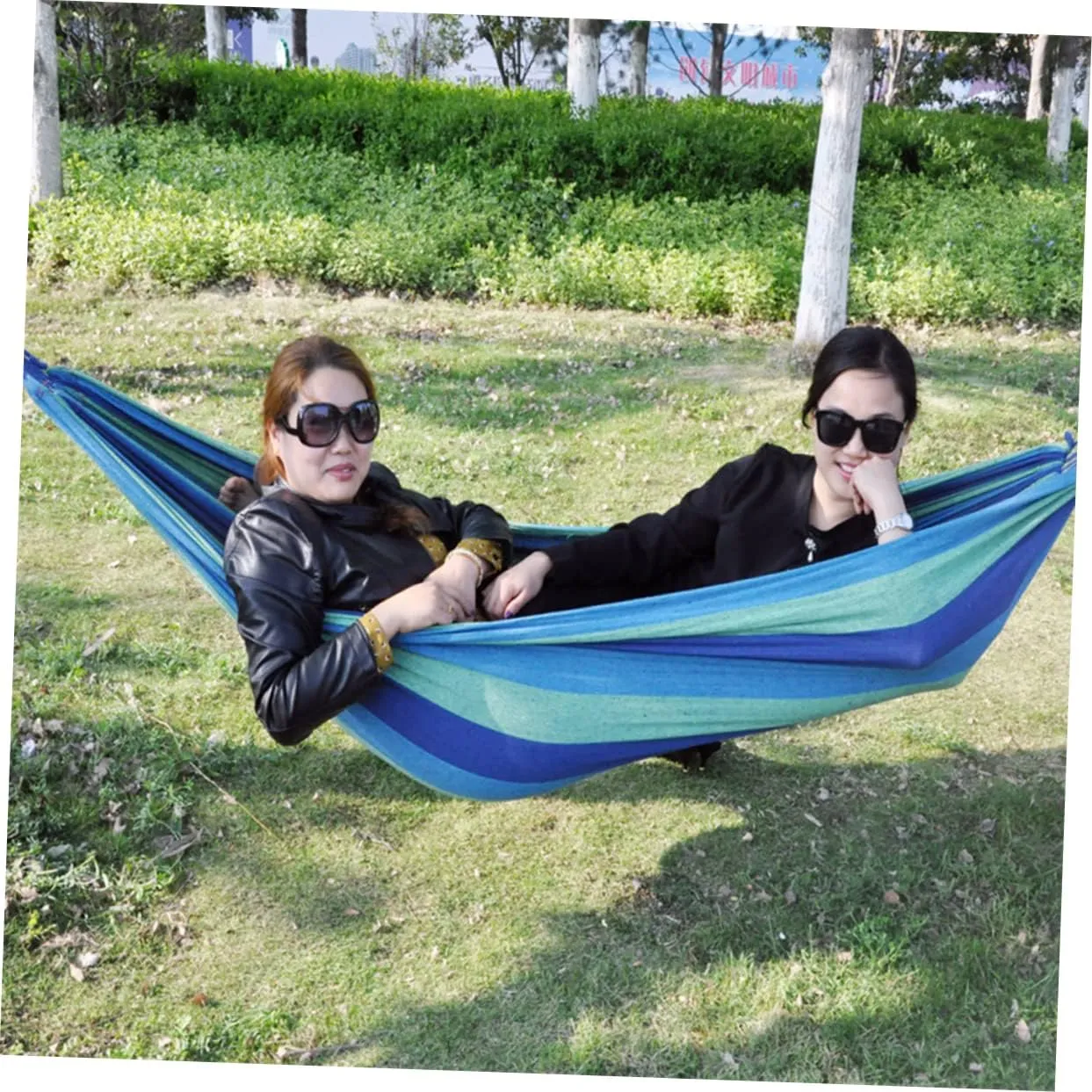 1 Set Canvas Hammock Patio Hammock Outdoor Hammock Double Hammock Hammack Outdoor Hammock Indoor Hammock Tent Hammock for Camping Hammock for Outside Portable The Swing Travel (Blue 260X150CM)
