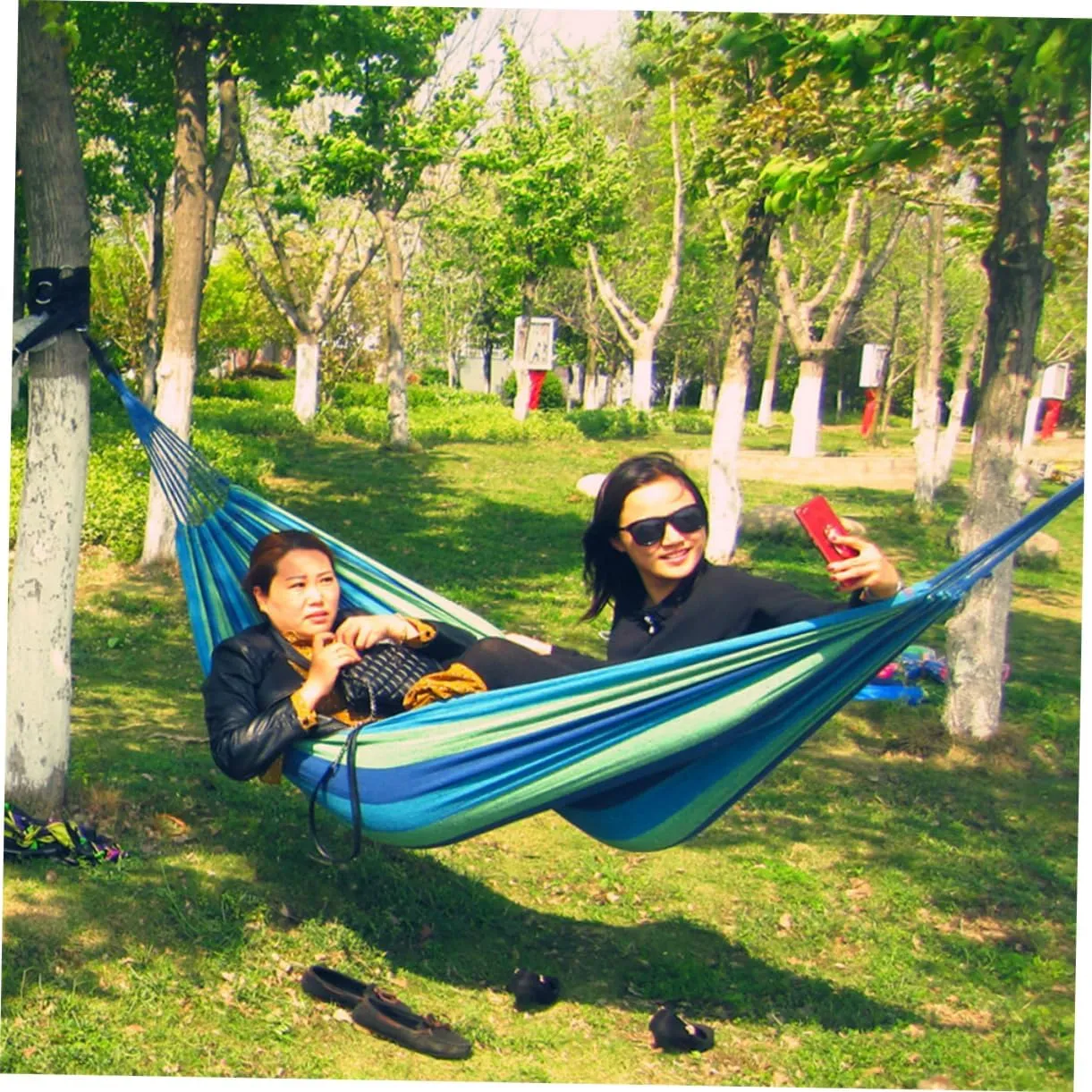1 Set Canvas Hammock Patio Hammock Outdoor Hammock Double Hammock Hammack Outdoor Hammock Indoor Hammock Tent Hammock for Camping Hammock for Outside Portable The Swing Travel (Blue 260X150CM)