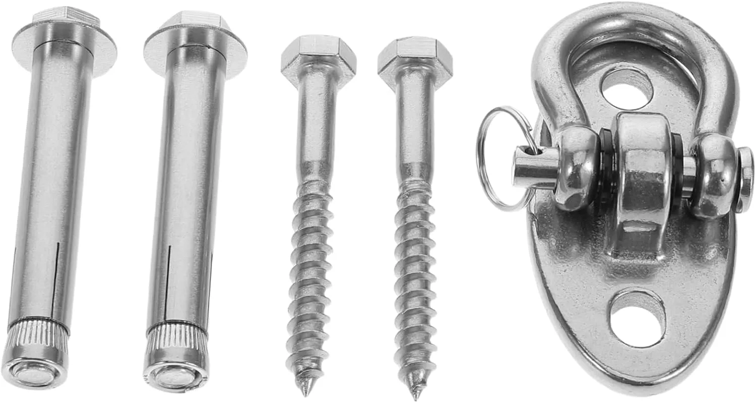 1 Set Heavy Duty Stainless Steel Swing Hanger Swivel Hook for Hammocks Outdoor Chairs Swings Durable Weather Resistant Mounting Plate for Gym Playground Use