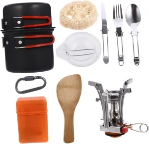 1 Set Portable Camping Cookware Lightweight Non Stick Utensils for Hiking Picnic and Outdoor Cooking Easy to Clean and Carry with Scale Design