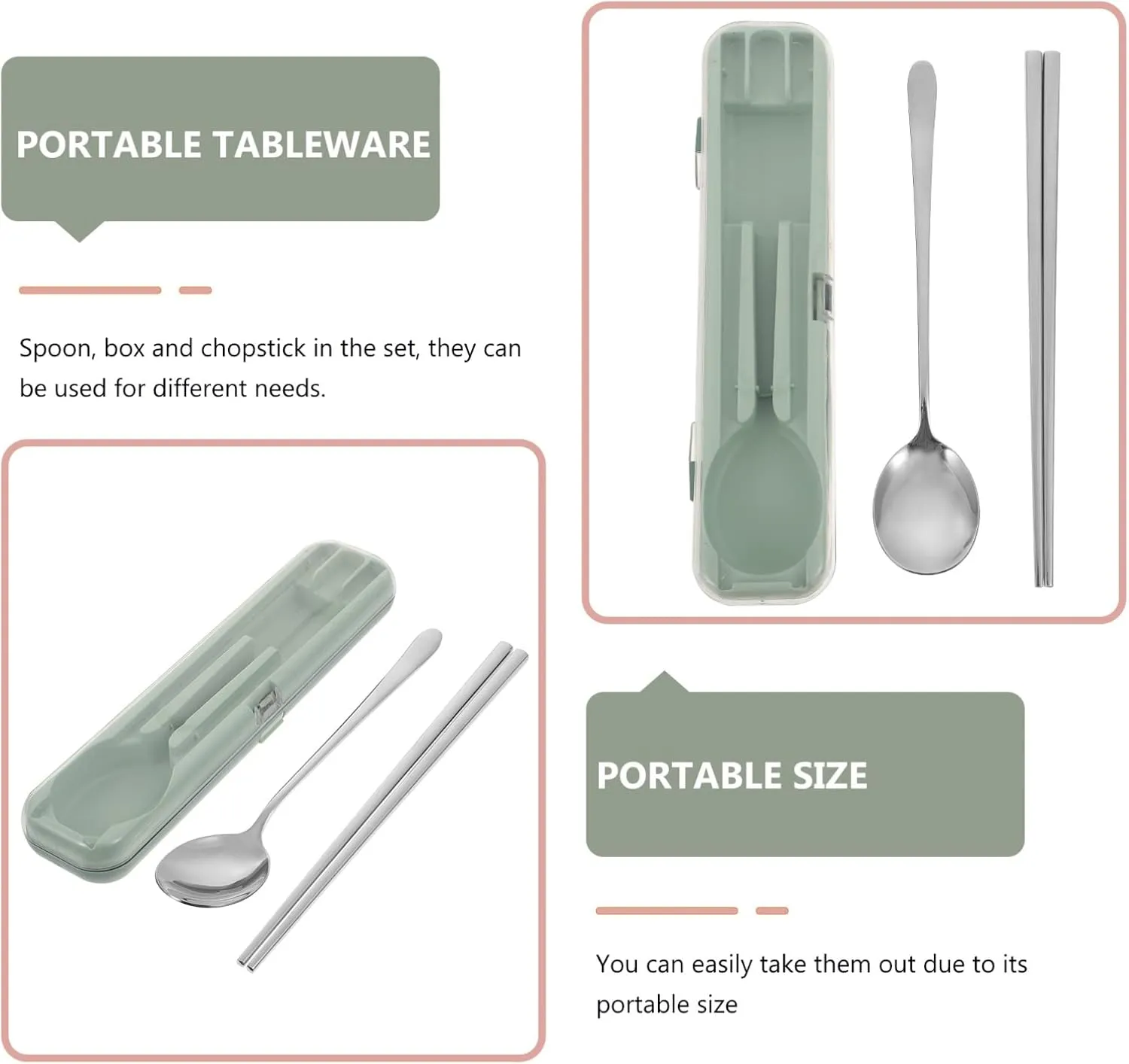 1 Set Stainless Steel Cutlery Practical with Box for Dinner Tableware Portable for Home Use and Outdoor Dining
