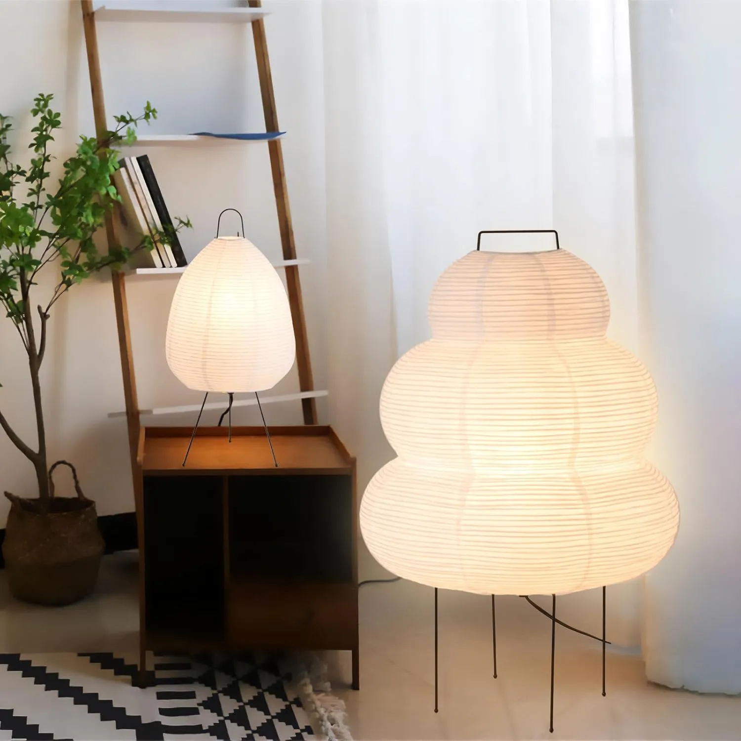 10.23" Desk Light Rice Paper Table Lantern,Nordic Design Rice Paper Floor Lamp,of Mini malist Bedside Living Room Table Lamps