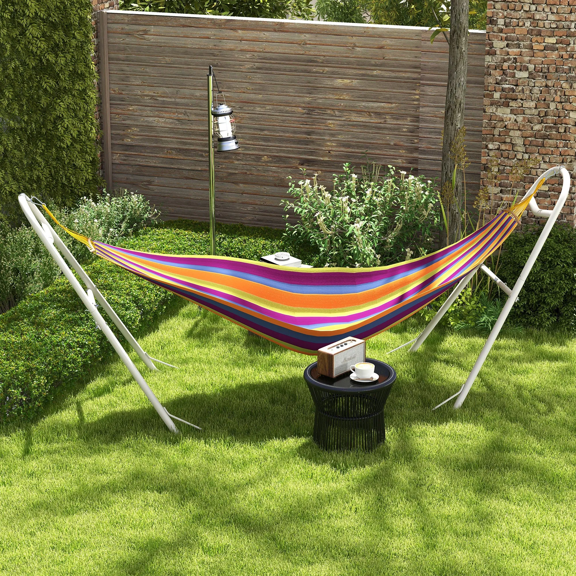 10.3' Steel Hammock Stand, Portable Adjustable, 550 lbs. Capacity, Weather Resistant, White