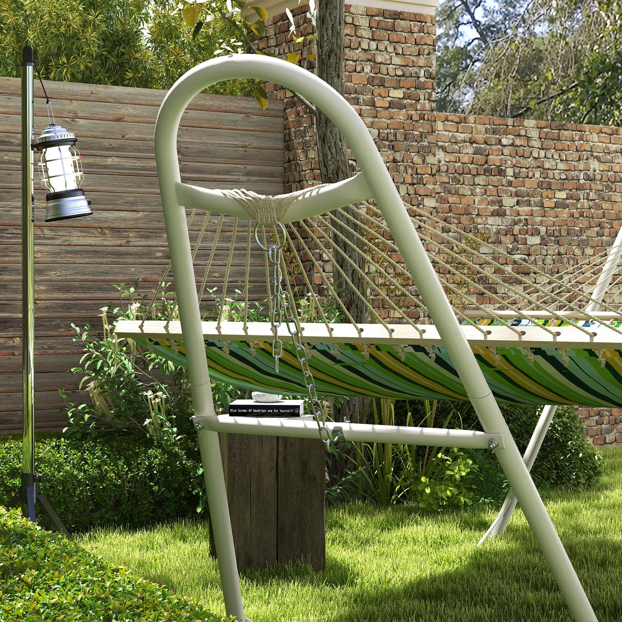 10.3' Steel Hammock Stand, Portable Adjustable, 550 lbs. Capacity, Weather Resistant, White