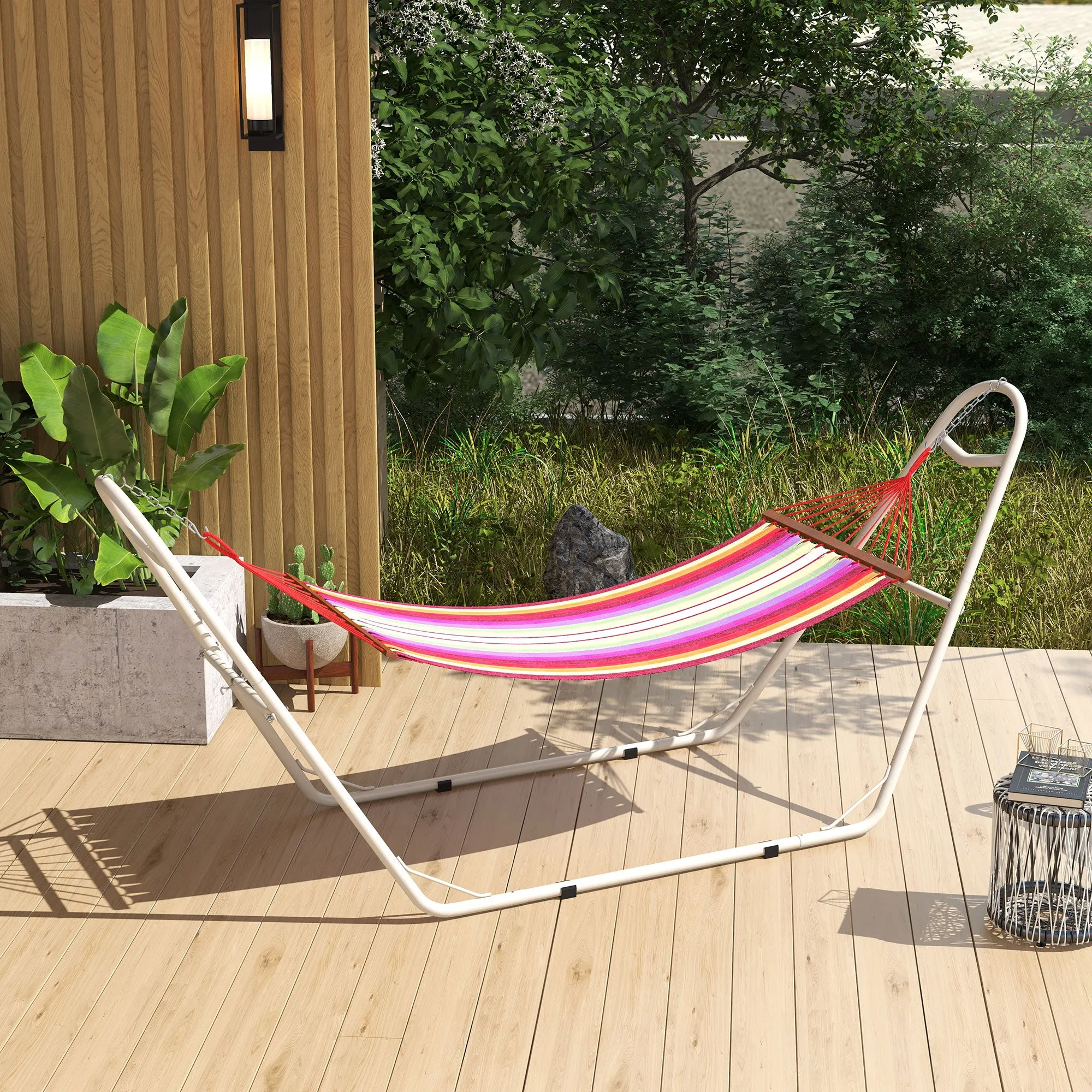 10.3' Steel Hammock Stand, Portable Adjustable, 550 lbs. Capacity, Weather Resistant, White