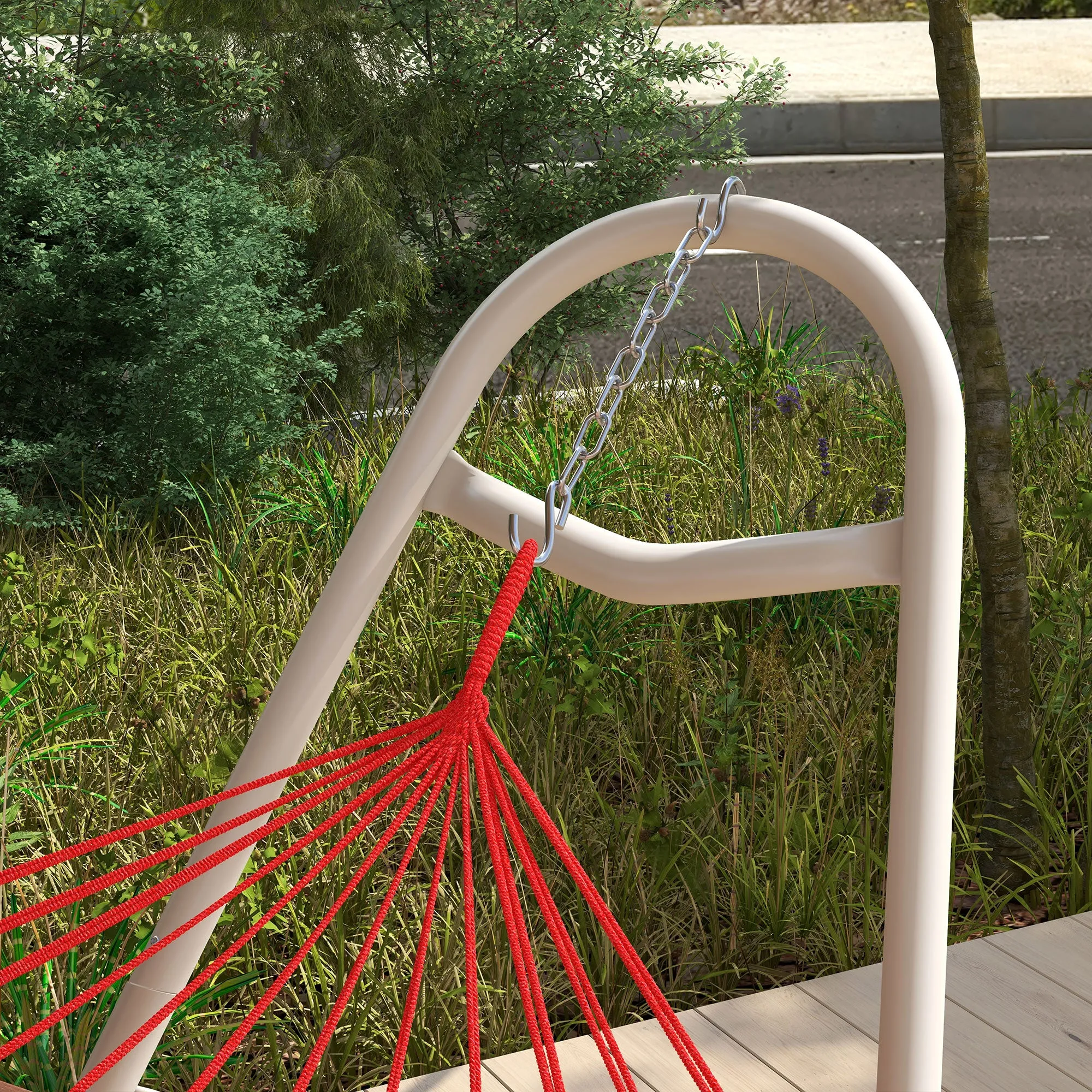 10.3' Steel Hammock Stand, Portable Adjustable, 550 lbs. Capacity, Weather Resistant, White