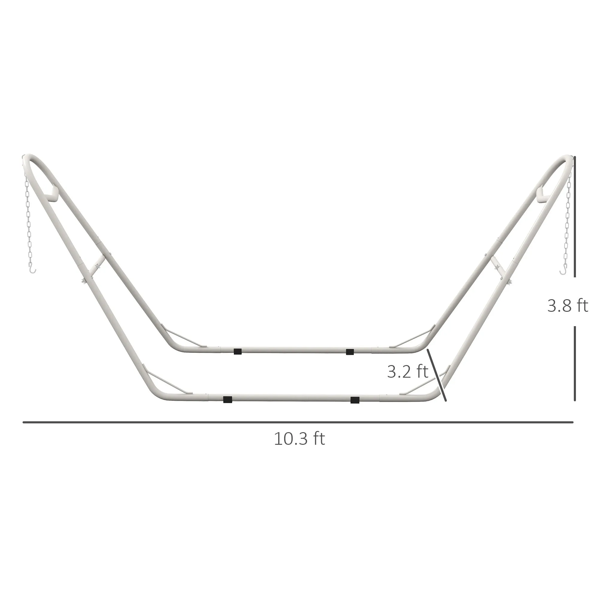 10.3' Steel Hammock Stand, Portable Adjustable, 550 lbs. Capacity, Weather Resistant, White