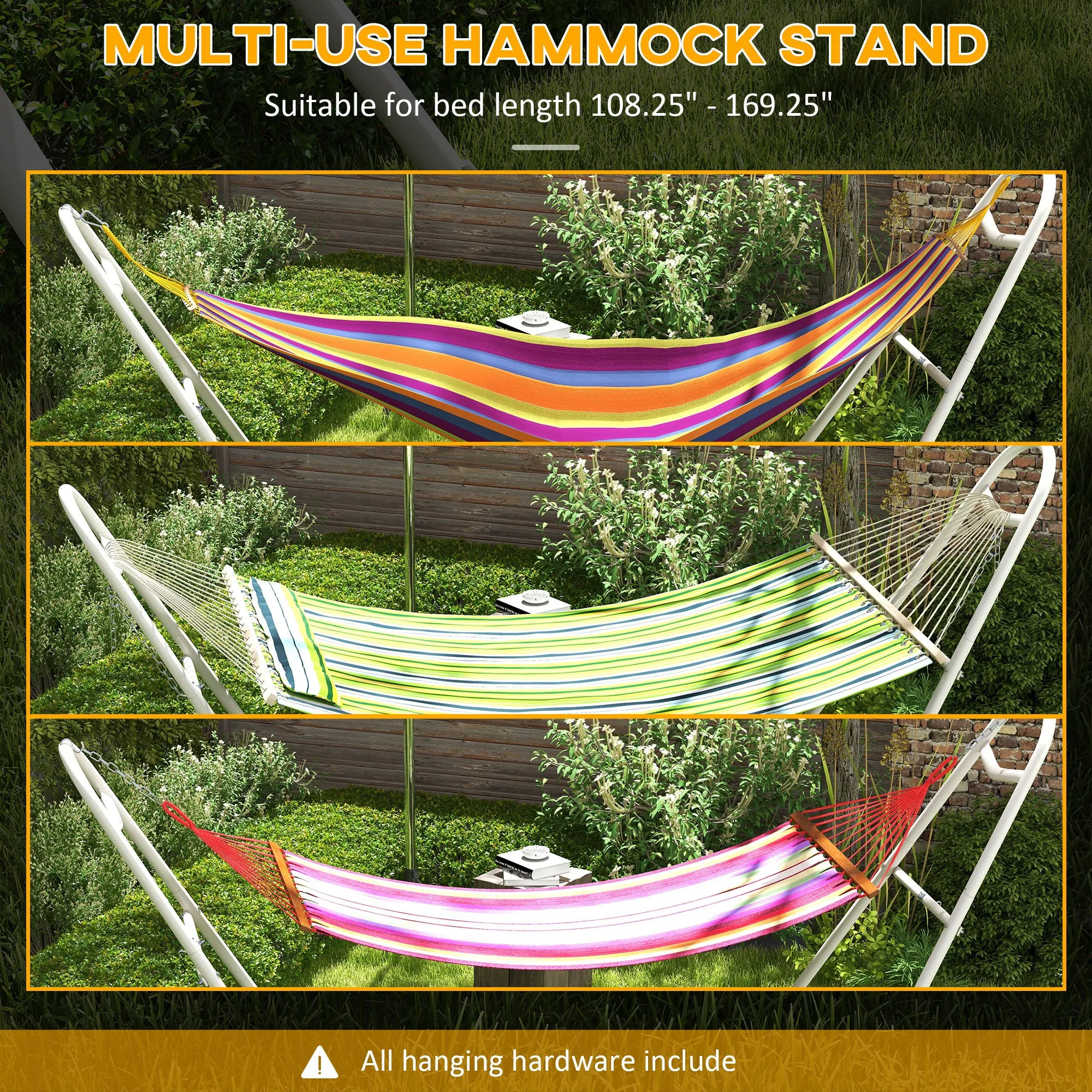 10.3' Steel Hammock Stand, Portable Adjustable, 550 lbs. Capacity, Weather Resistant, White