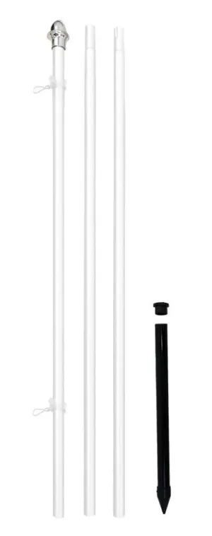 10ft Aluminum (White) Outdoor Pole with Ground Spike