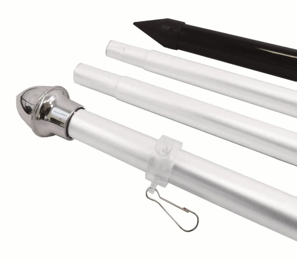 10ft Aluminum (White) Outdoor Pole with Ground Spike