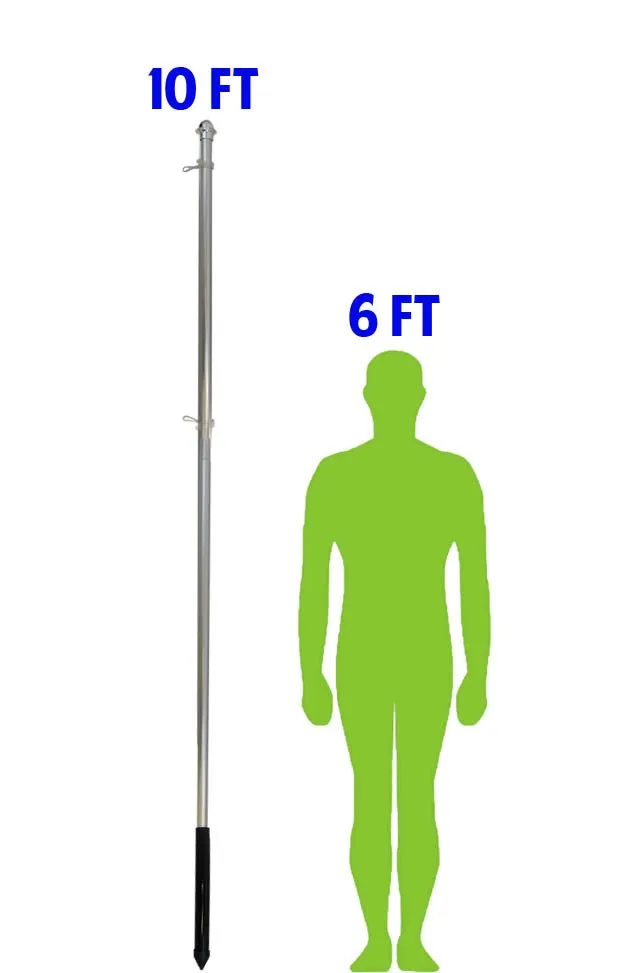 10ft Aluminum (White) Outdoor Pole with Ground Spike