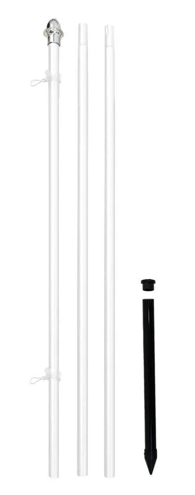 10ft Aluminum (White) Outdoor Pole with Ground Spike