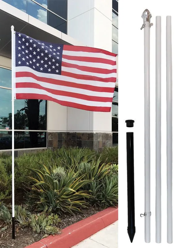 10ft Aluminum (White) Outdoor Pole with Ground Spike