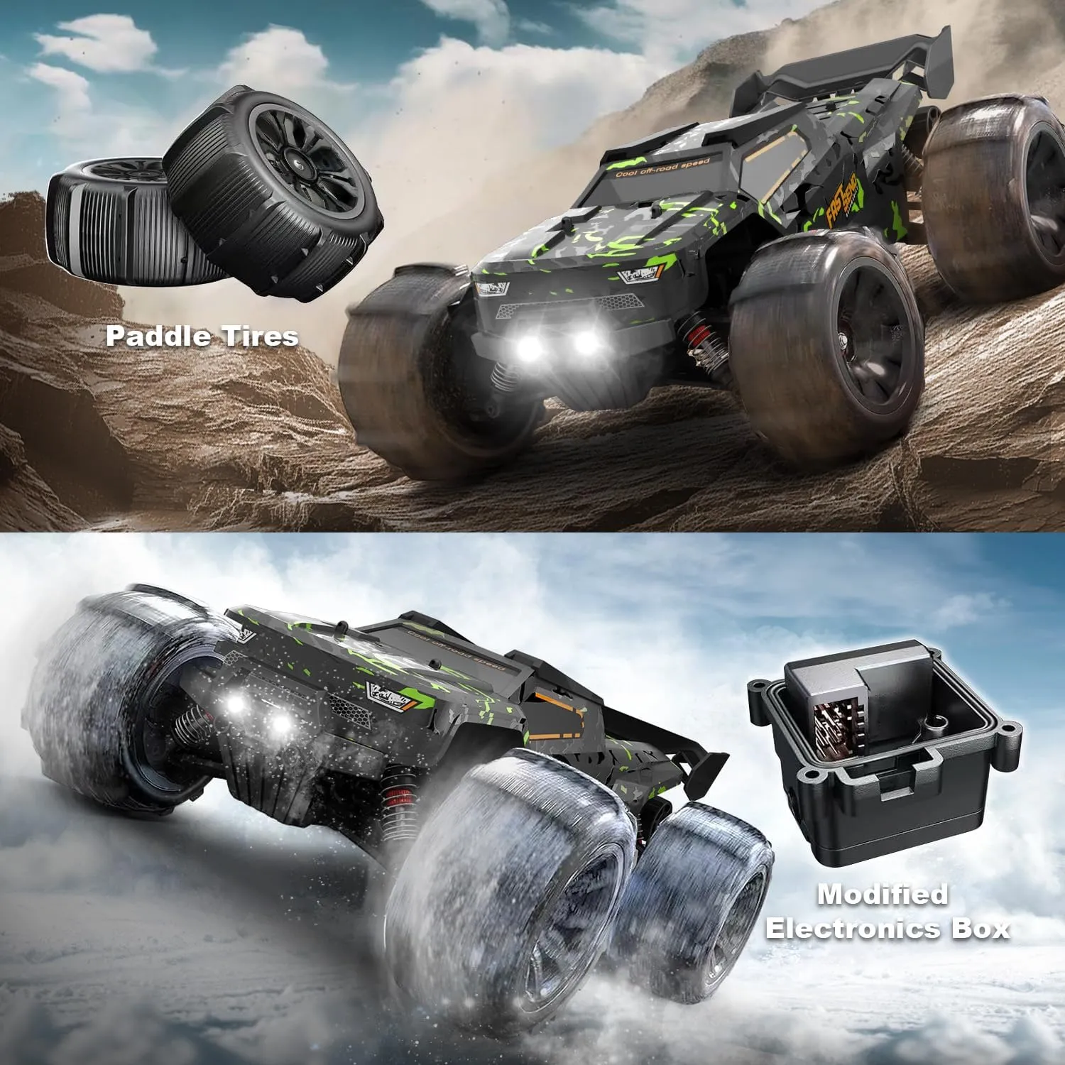 1/14 Brushless RC Cars for Adults Fast 50  mph, RC Trucks 4x4 Offroad Waterproof, Electric Powered High Speed Remote Control Car, Scary Fast Extreme RC Truggy with 3S Battery for Snow Sand