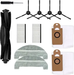 11Pcs iHRV6-BLK Replacement Parts for iHome AutoVac Nova Self Empty Robot Vacuum Cleaner Spare Accessories, 1 Main Roller Brush,4 Side Brushes, 2 Hepa Filters, 2 Dust Bags, 2 Mop Pads