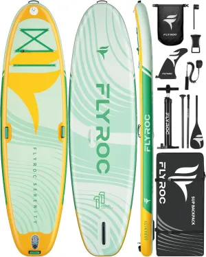 11’x35 Extra Wide Inflatable Paddle Board, 430lb Capacity Stable Paddleboard for Yoga, Stand up Paddle Board for Adults(x3), Full Coverage EVA Deck, 5 Handles, 100L Backpack, All-Round