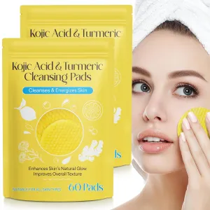 120 Pads Kojic Acid and Turmeric Cleansing Pads,Turmeric Cleansing Pads Balance Skin Oil And Water,Gentle & Non-Irritating,For Body's Skin