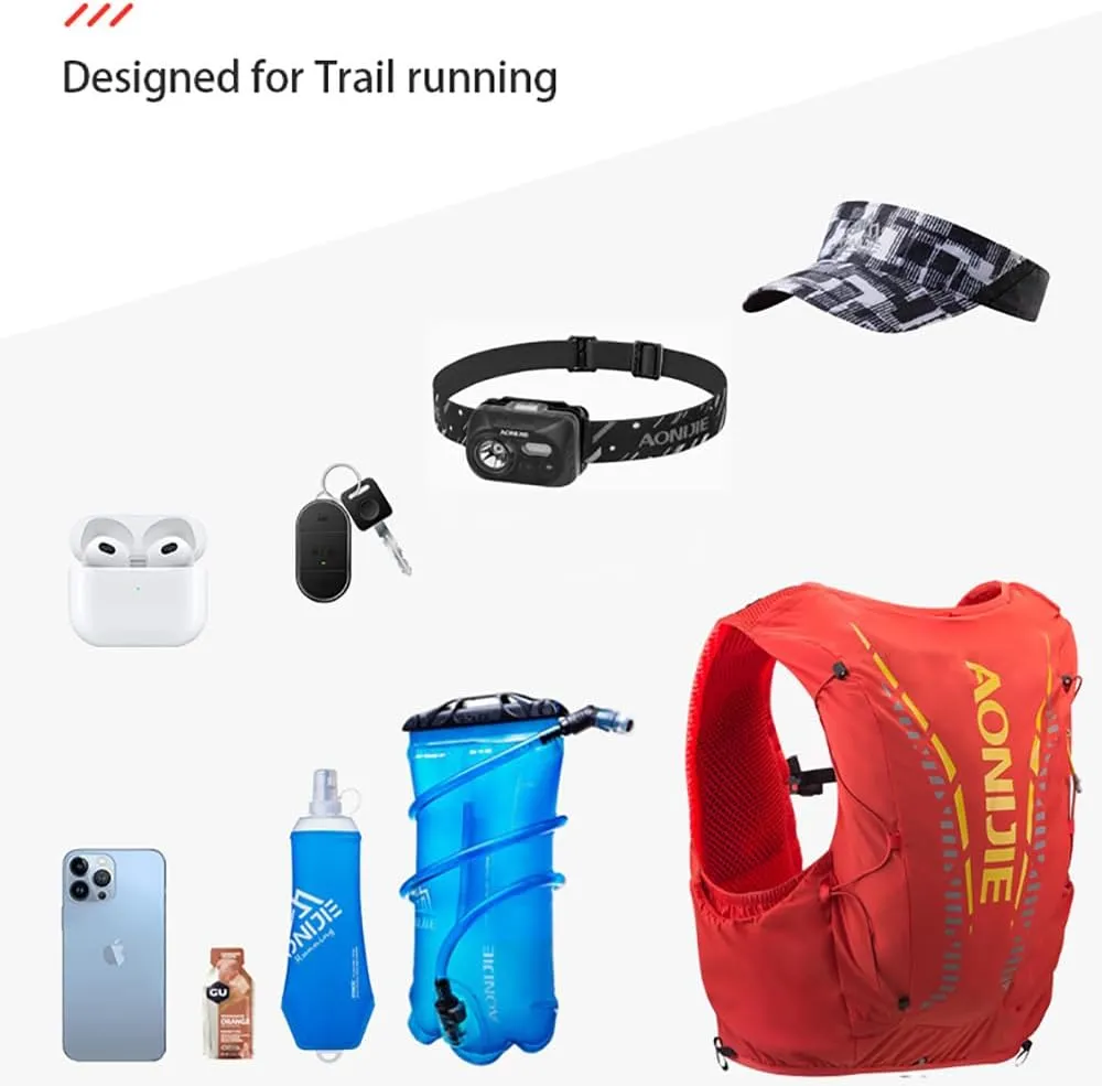 12L Hydration Vest Pack with Survival Whistle, High Capacity and Adjustable Off-Road Backpack for Trail Running Outdoor Cycling Marathon