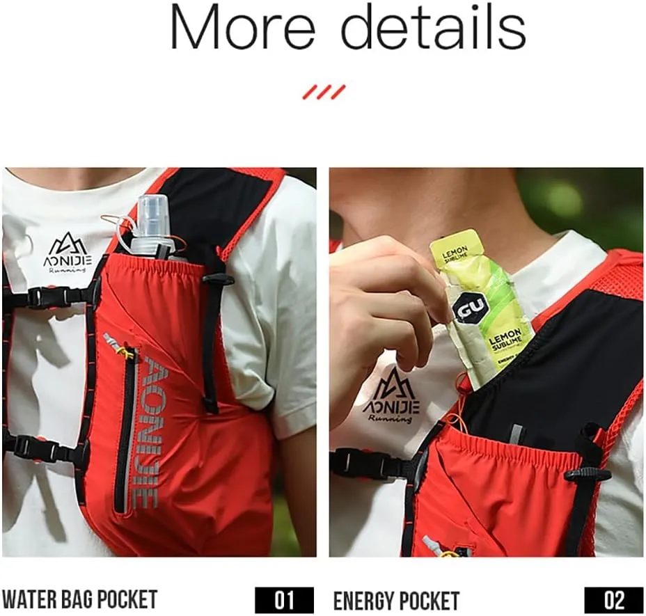 12L Hydration Vest Pack with Survival Whistle, High Capacity and Adjustable Off-Road Backpack for Trail Running Outdoor Cycling Marathon