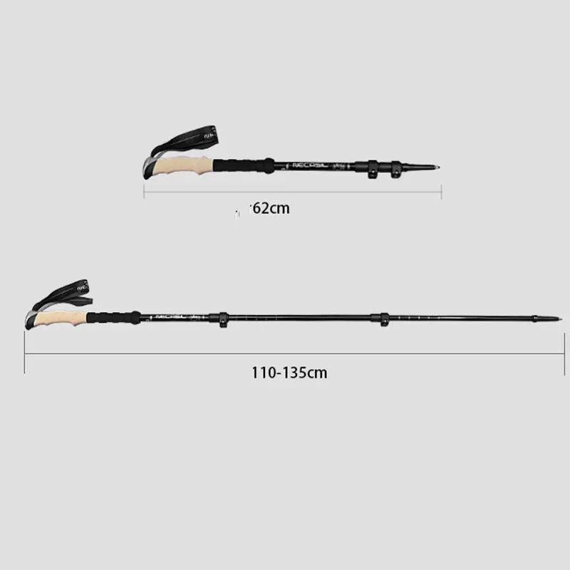 135CM Aluminum Telescopic Hiking Pole Anti-Shock Walking Stick Ultralight Trekking Cane 1PCS