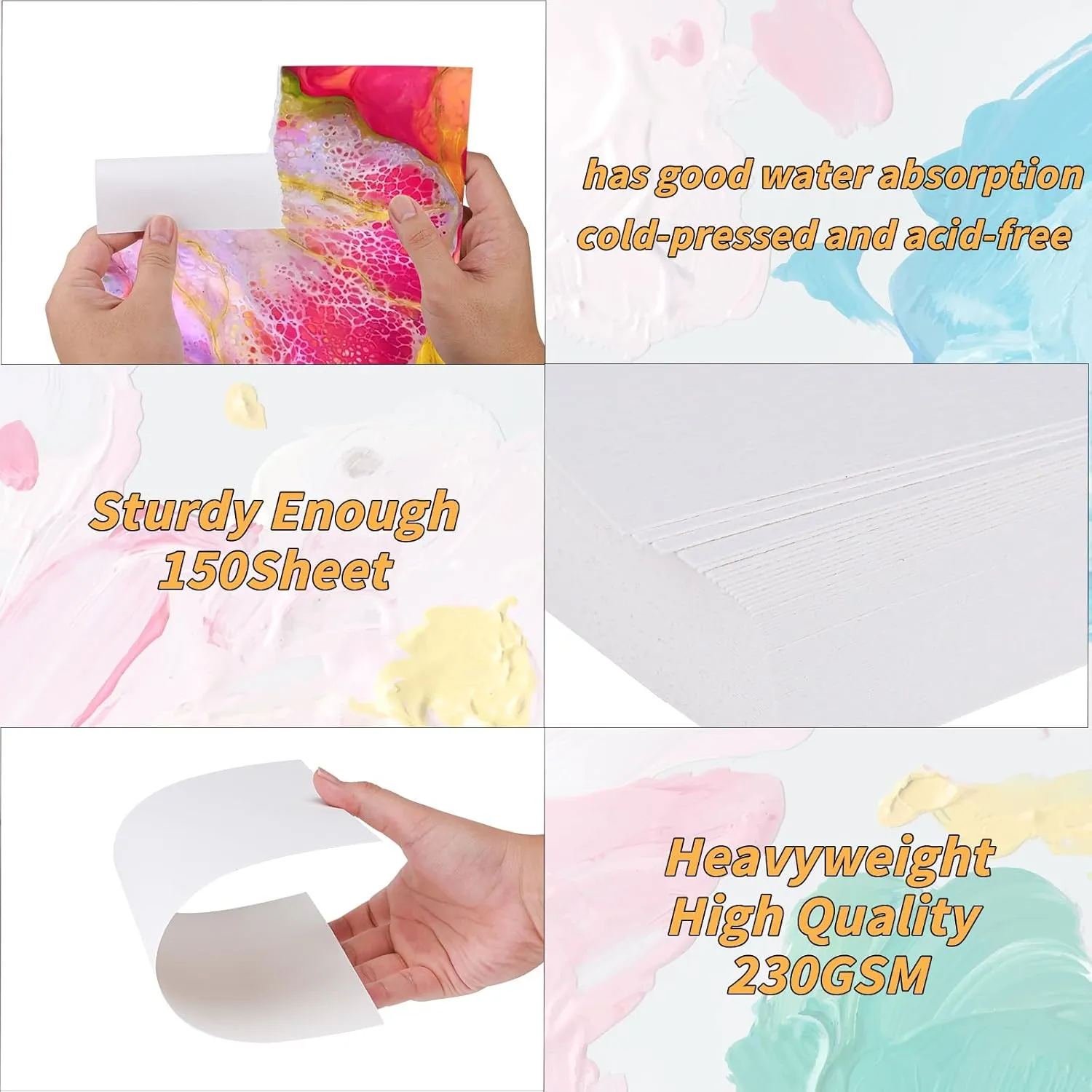150 Sheets Cotton Watercolor Paper Pad-230GSM Art Paper-9 x 12 inch Painting & Craft Paper, Finger Paints, Watercolor, Tempera, Drawing, Art Room & Home School Crafts