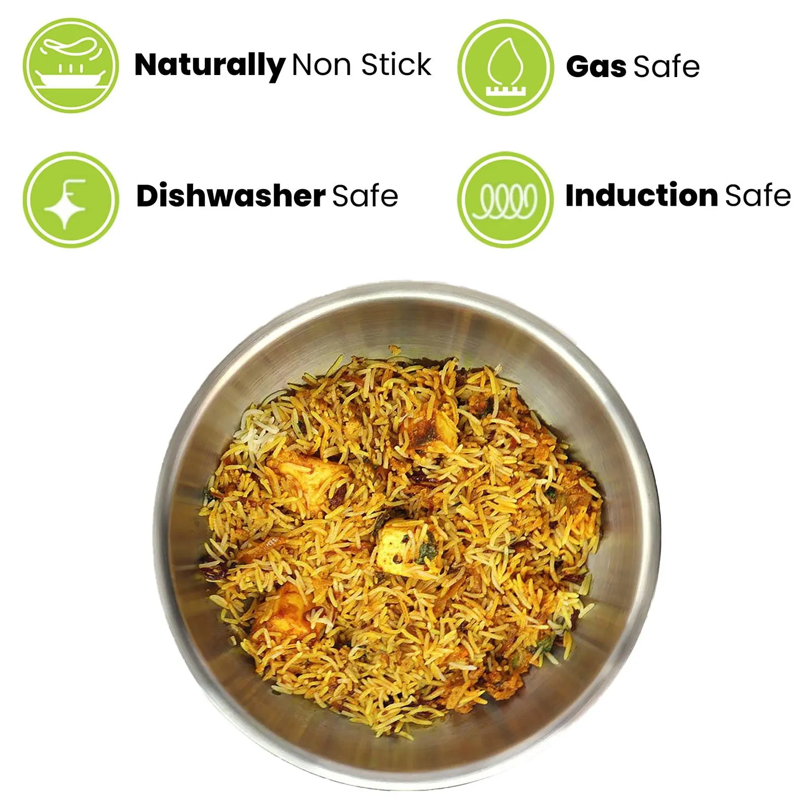 1.5L Allo CookSafe TriPly Tasla | Stainless Steel | Induction Friendly | Naturally Non-stick | 20cm