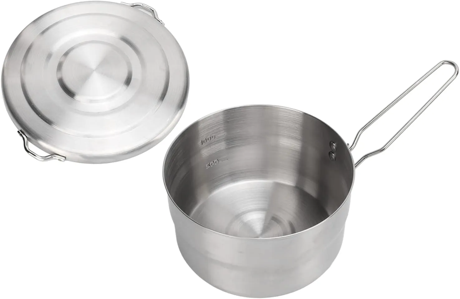 1.5L Camping Pot, Camping Cooking Pot Camping Cookware 304 Stainless Steel Folding Handle Stable Camping Cook Pot with Lid for Outdoor Mountaineering Hiking