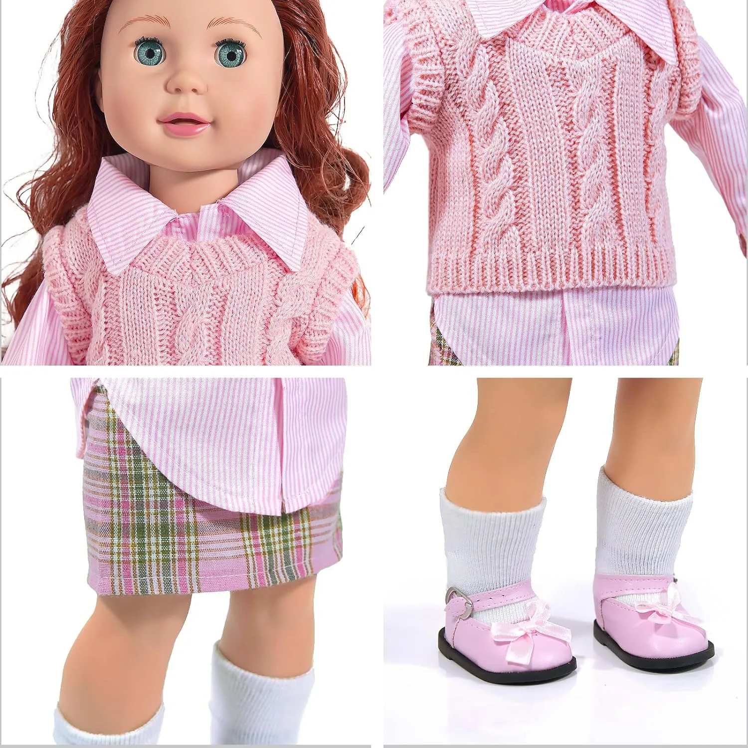 18-inch-Doll-Clothes and Accessories - Doll-Travel-Suitcase Luggage,Clothes and Shoes, Bag, Sunglasses, Camera, Passport, Notebook, Phone, pad Travel Gear Play Set Fit(No Doll)