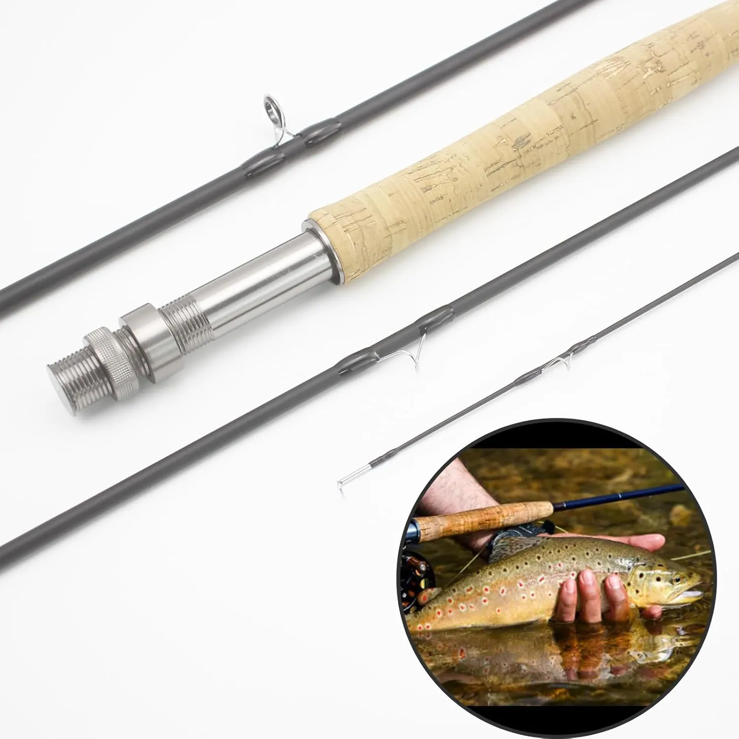 1.98M 2.1M 2.4M 2.7M Telescopic Carbon 4 Sections Fly Fishing Rod Fast Action Freshwater Fly Rods for Trout Salmon Fishing Portable Sea Pole