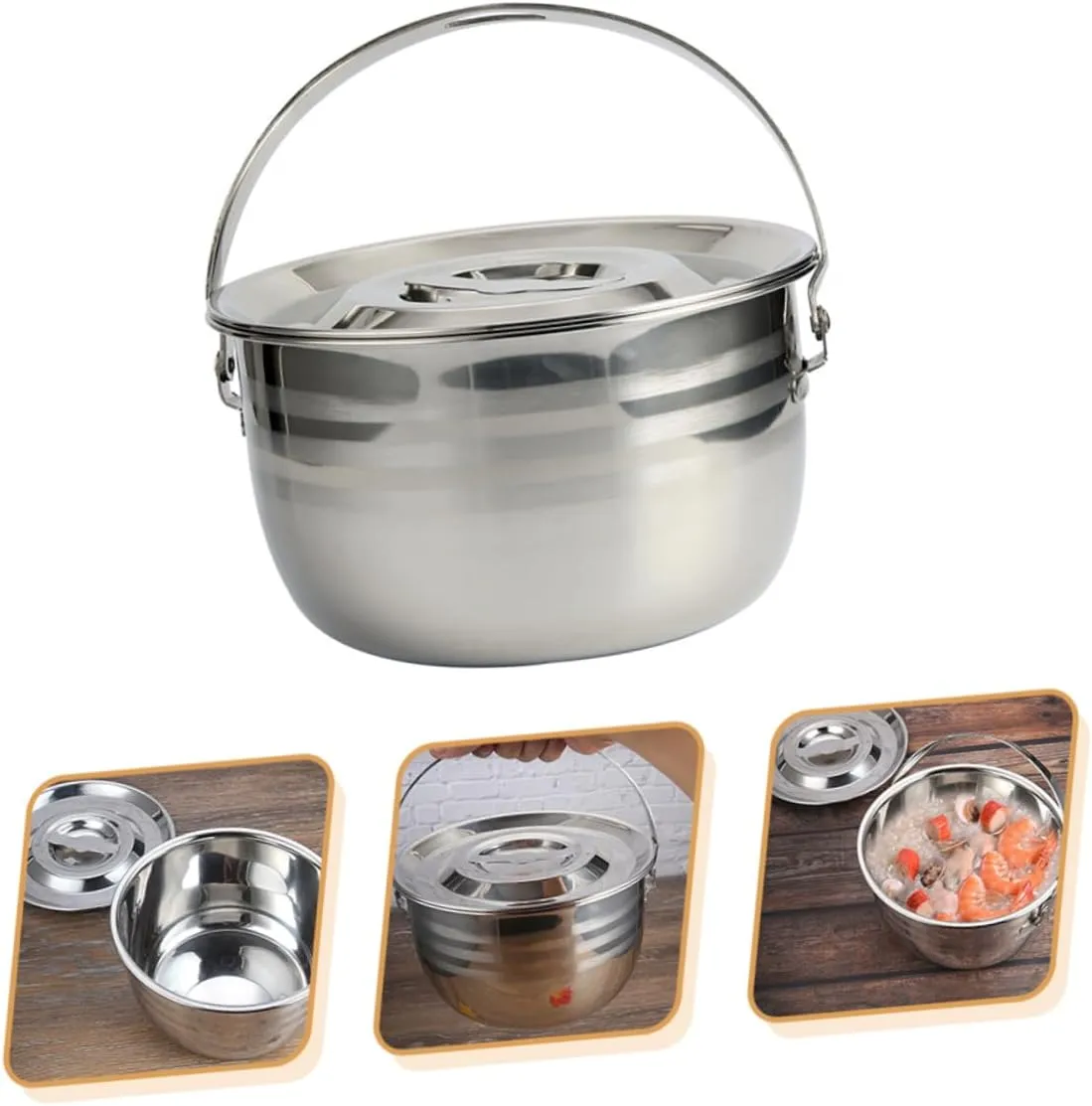 1pc High Capacity Non Stick Soup Pot Thicken Camping Stew Pot Portable Cookware for Home Outdoor Cooking Wear Resistant Design for Even Heating Quick Cooking