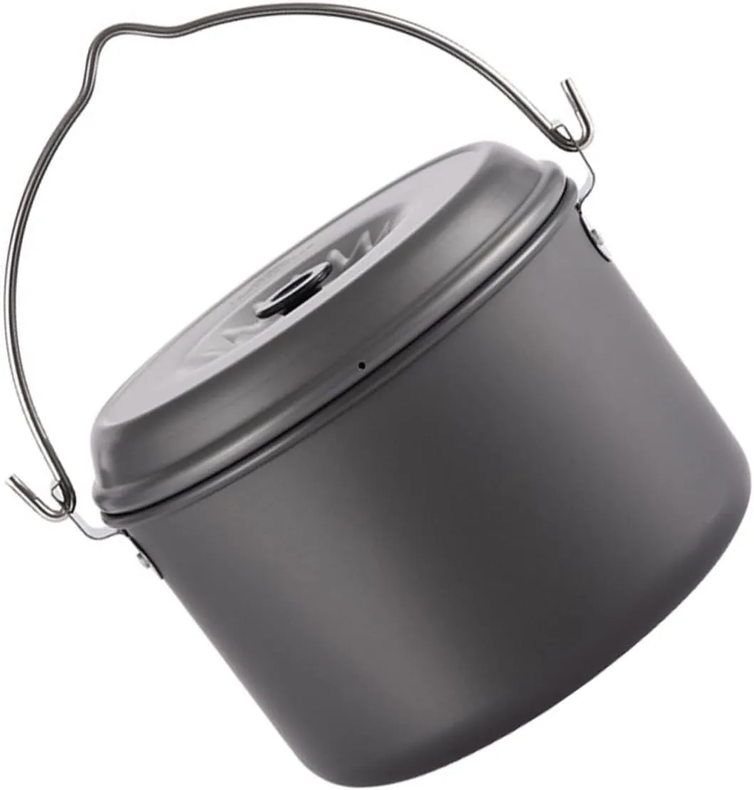 1Pc Portable Camping Pot with Handle Lightweight Outdoor Cookware for Hiking Backpacking and Picnics Non Stick Design for Easy Cleaning and Fast Heating Cooking