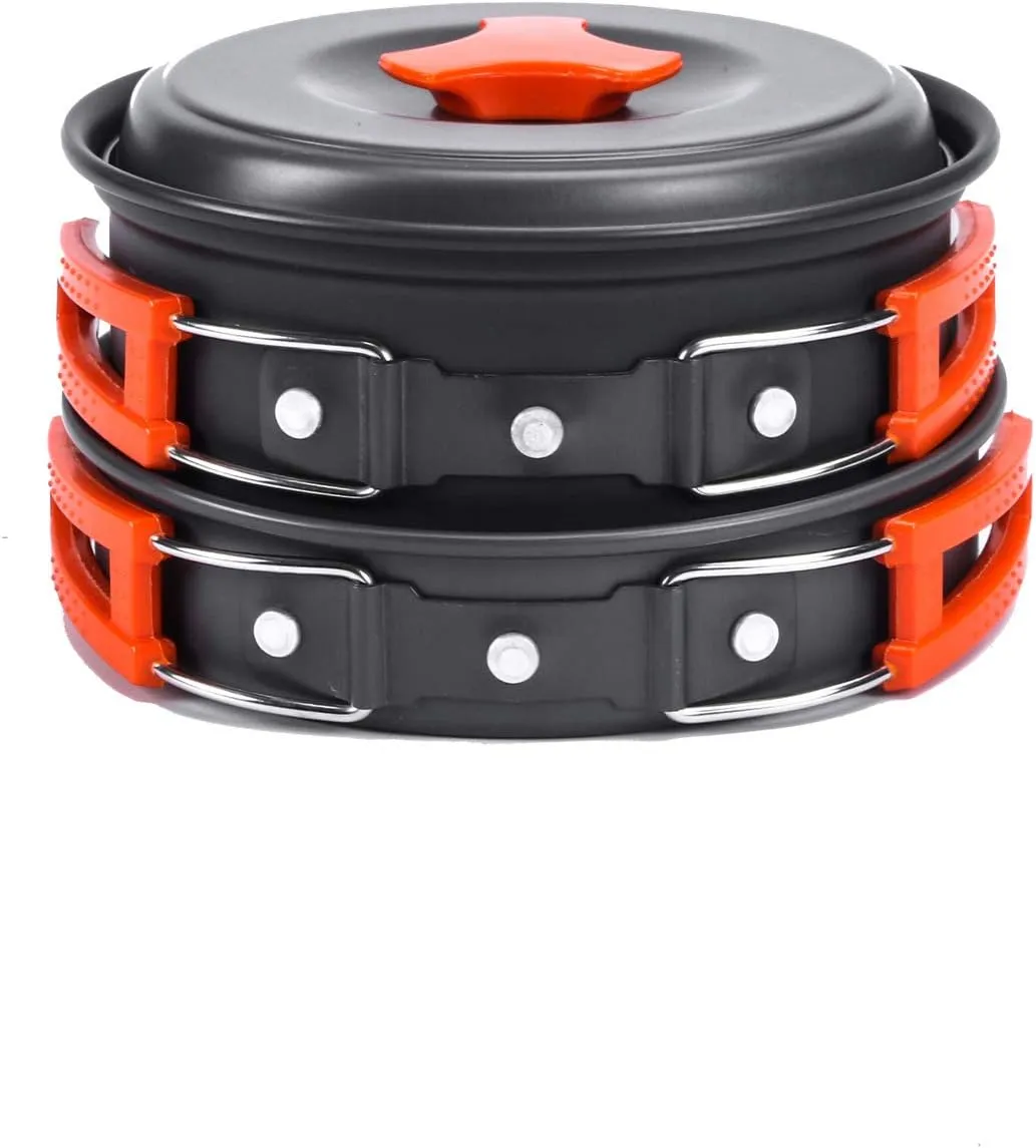 1SET Outdoor Hiking Portable Aluminum Pot Cookware Set
