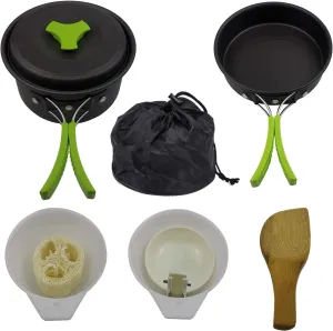 1SET Outdoor Hiking Portable Aluminum Pot Cookware Set