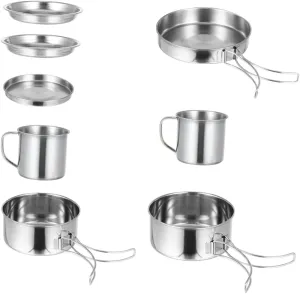 1set Picnic Cookware Portable for People for Camping Hiking BBQ and Outdoor Cooking Activities