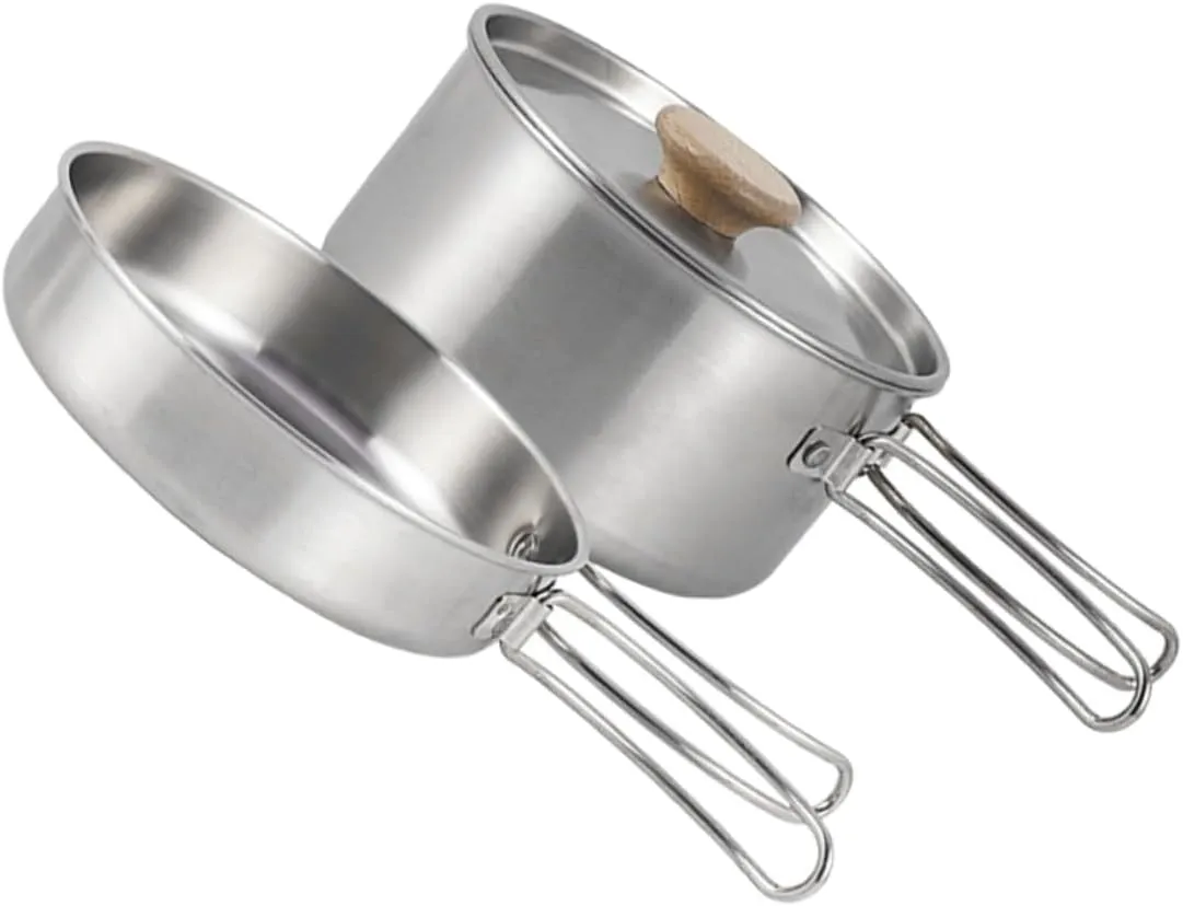 1set Professional Folding Camping Pot Wear-Resistant Pan for Outdoor Cooking Hiking and Barbecue Multi-Functional Cookware Comfortable Handle Essential Camping Accessory
