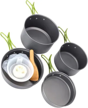 2-3 Person Camping Cookware Set Camp Cookware Titanium Cook Pot Portable Outdoor Cooker Kit