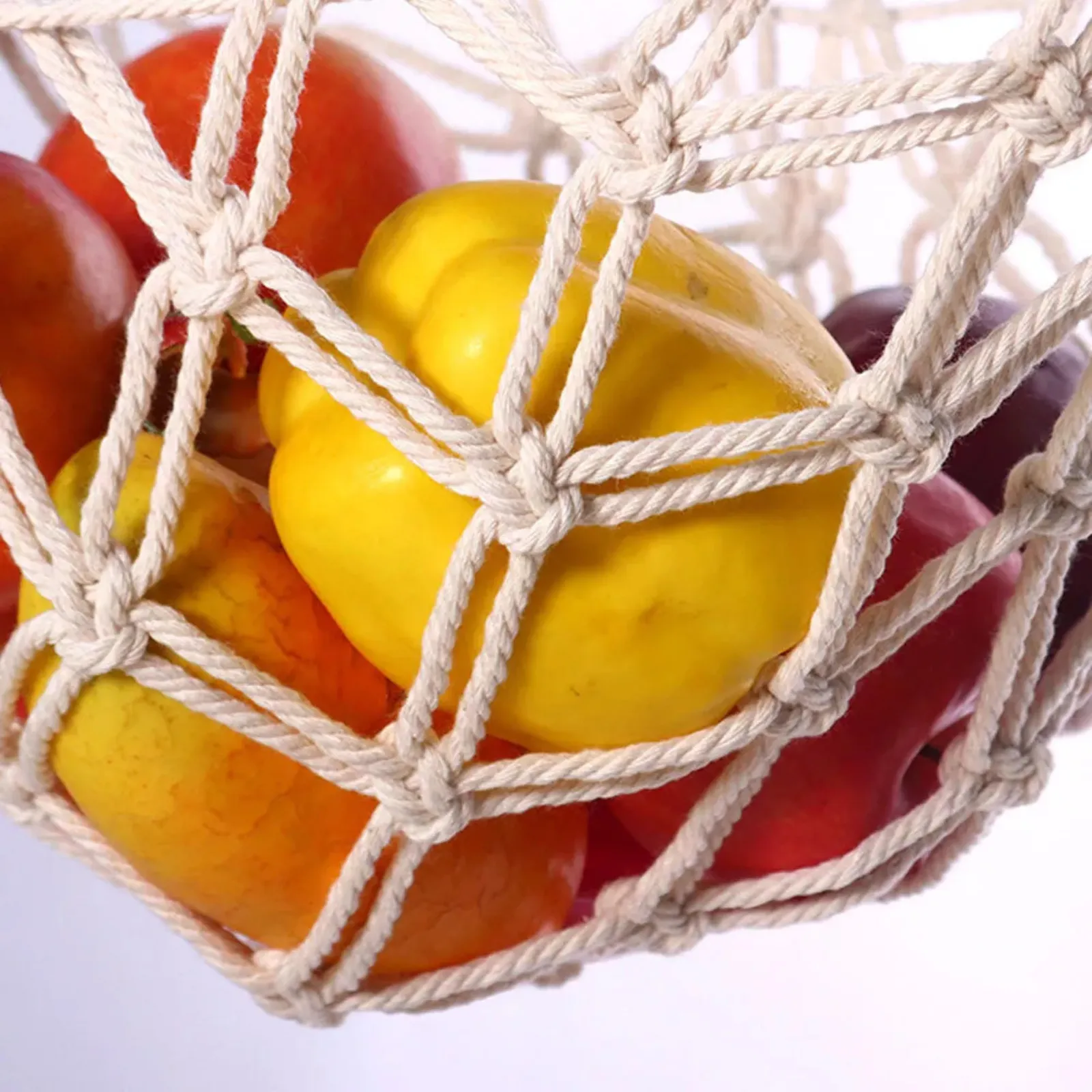 #2   4*Hooks Hammock Basket Woven Fruit Holder Net Space Saving Fruit Vegetable