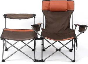 2 in 1 Camping Folding Recliner Chair, A Portable Camping and Backpacking Chair Adjustable to The Ideal Seating Angle, for Any Outdoor Activity,A