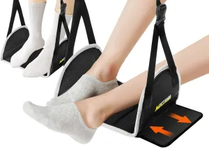 2-Pack Airplane Foot Hammock Adjustable Foot Rest Hammock,Foot Hammock for Travel Essentials,by Thicked Memory Cotton Filling with Support Plates (2 Pack)