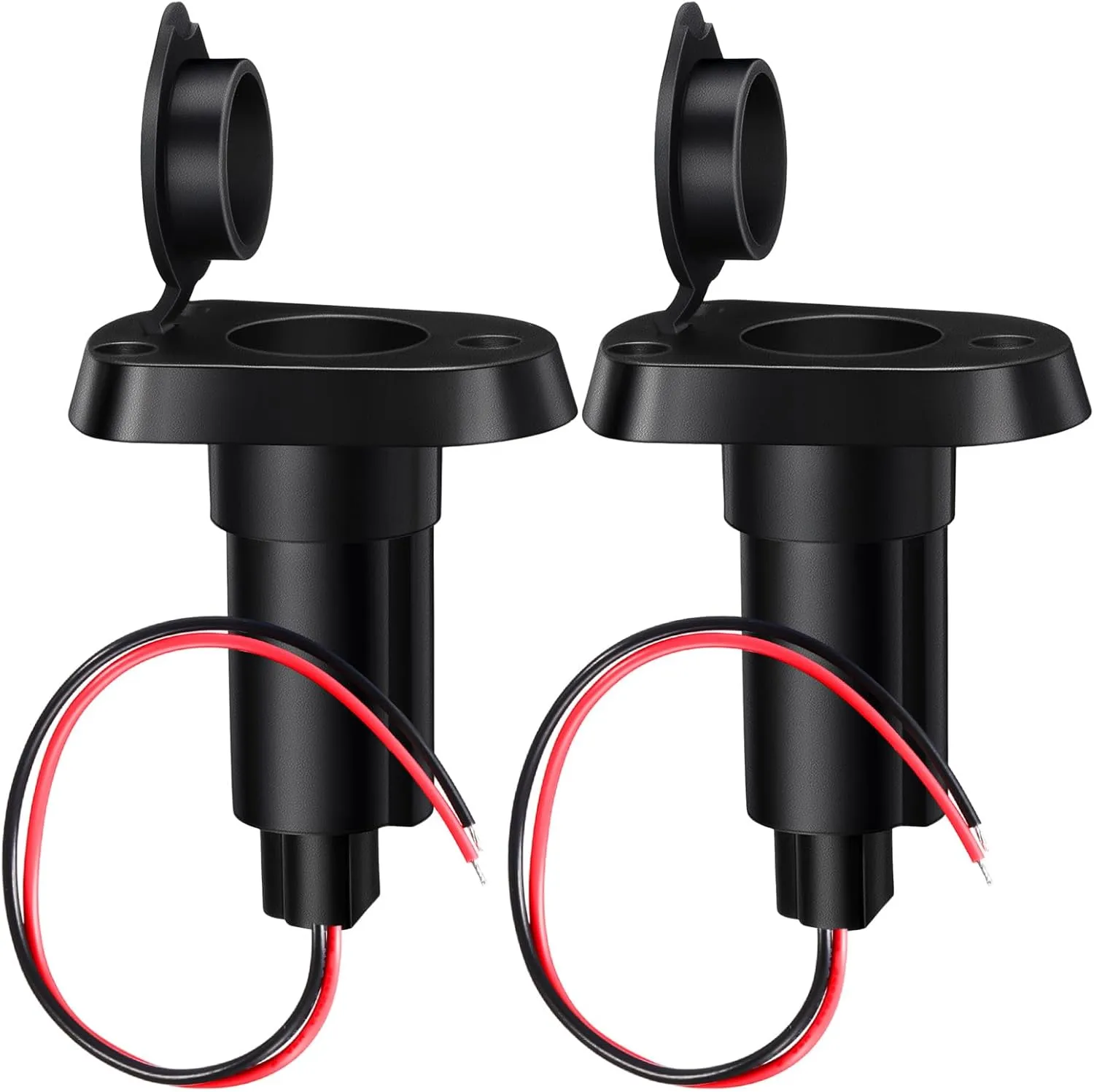 2 Pack Boat Light Top Socket Plug-in Pole Base 2-pin Stern Light Socket Plug-in Pole 2-Prong Stern Boat Nylon Cap (Straight Base)