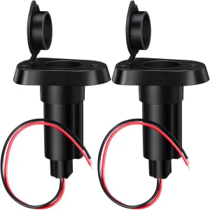 2 Pack Boat Light Top Socket Plug-in Pole Base 2-pin Stern Light Socket Plug-in Pole 2-Prong Stern Boat Nylon Cap (Straight Base)