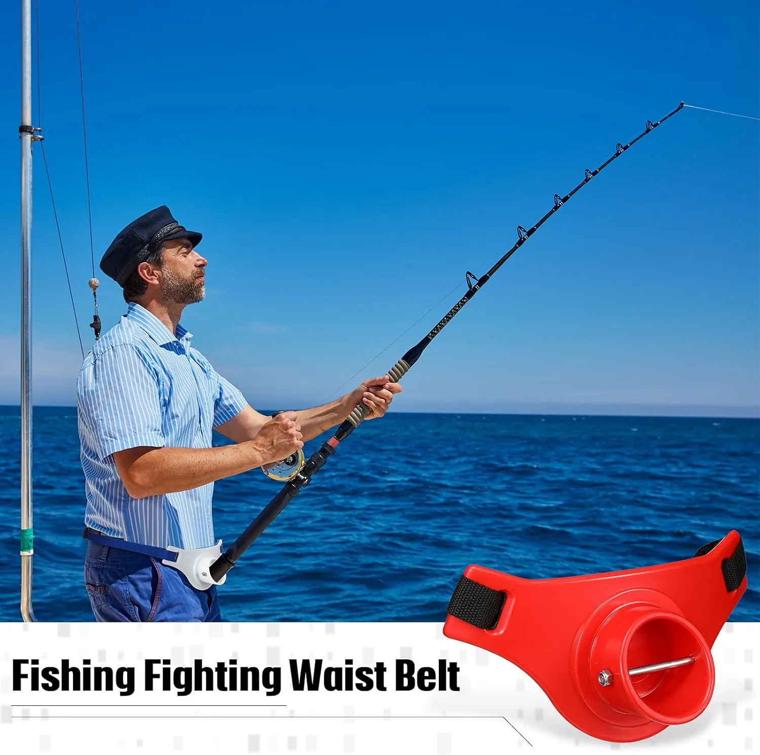 2 Pcs Fishing Rod Belt 2. 3 Inch Inner Dia Fishing Fighting Waist Belt Rod Holder, 360 Degree Adjustable