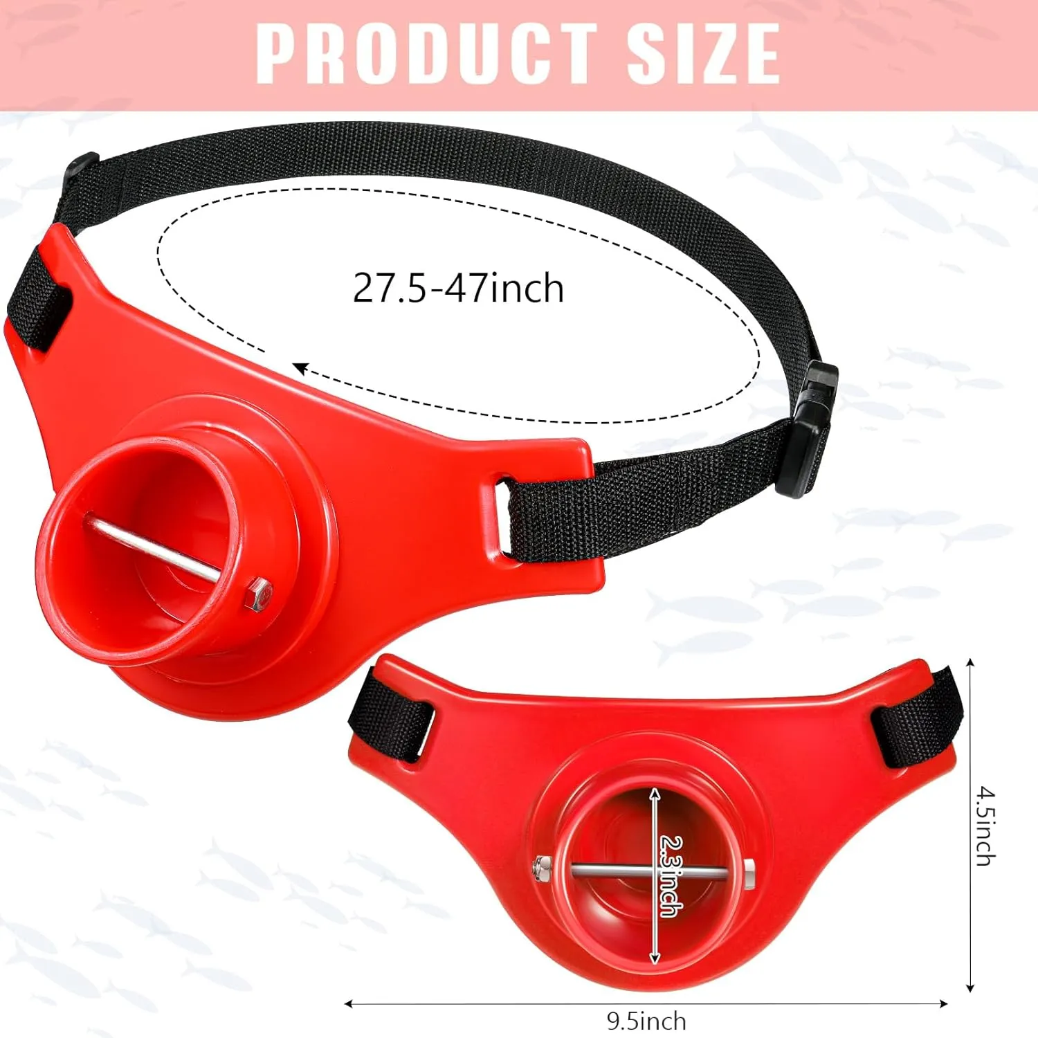 2 Pcs Fishing Rod Belt 2. 3 Inch Inner Dia Fishing Fighting Waist Belt Rod Holder, 360 Degree Adjustable
