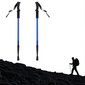 2 - Piece Set of 3 - Section Telescopic and Foldable Straight - Grip Hiking Poles, Great for All - Terrain Trekking