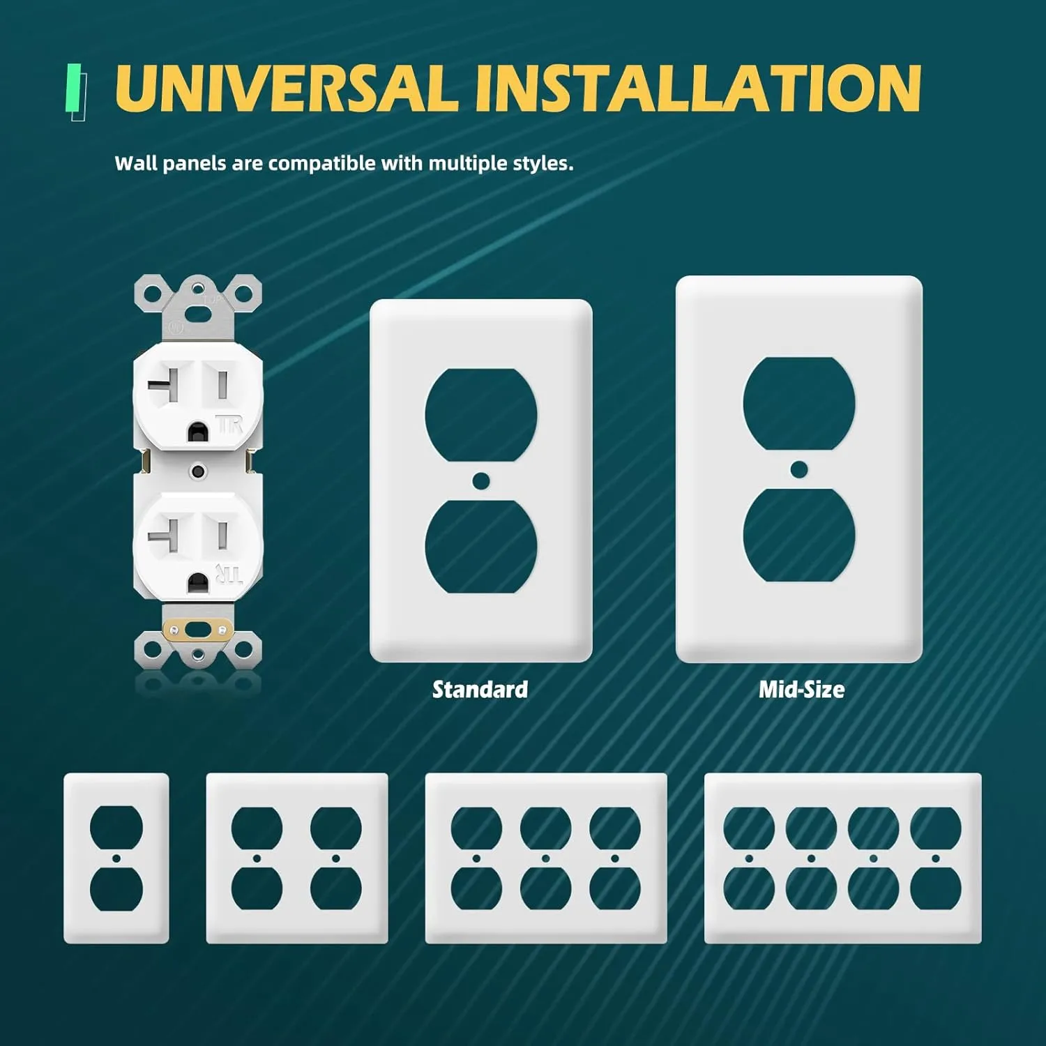 20 Pack Electrical Wall Outlet, 20A Tamper-Resistant Receptacle Outlet, 2 Pole 3 Wire, Self-Grounding, Duplex Receptacle for Residential and Commercial Use, UL Listed, White