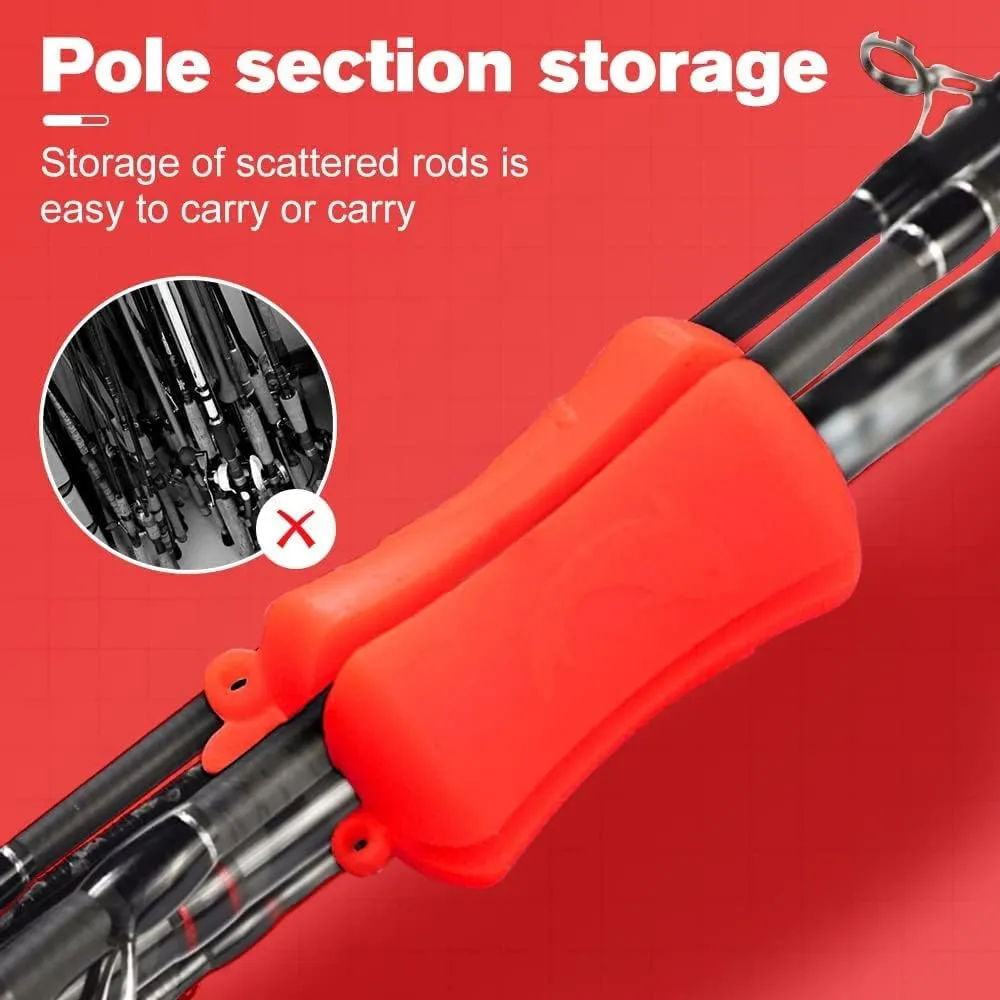 2023 New Portable Fishing Rod Fixed Ball, Multi-Function Rubber Fishing Pole Clip Silicone Fishing Rod Beam, Durable Fastener Binding Clip Fishing Pole Clip for Fishing Rod Accessories