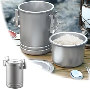 2025 New Upgrade Stainless Steels Steaming Pots, Outdoor Portable Camping Cookware Mess, Camping Hiking Rice Cooker,Travel Cooking Accessory